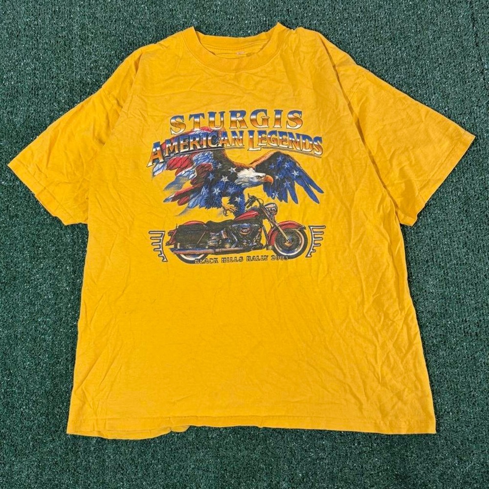 Vintage 2003 Sturgis Black Hills Rally Graphic Tee Yellow XXL 0227
